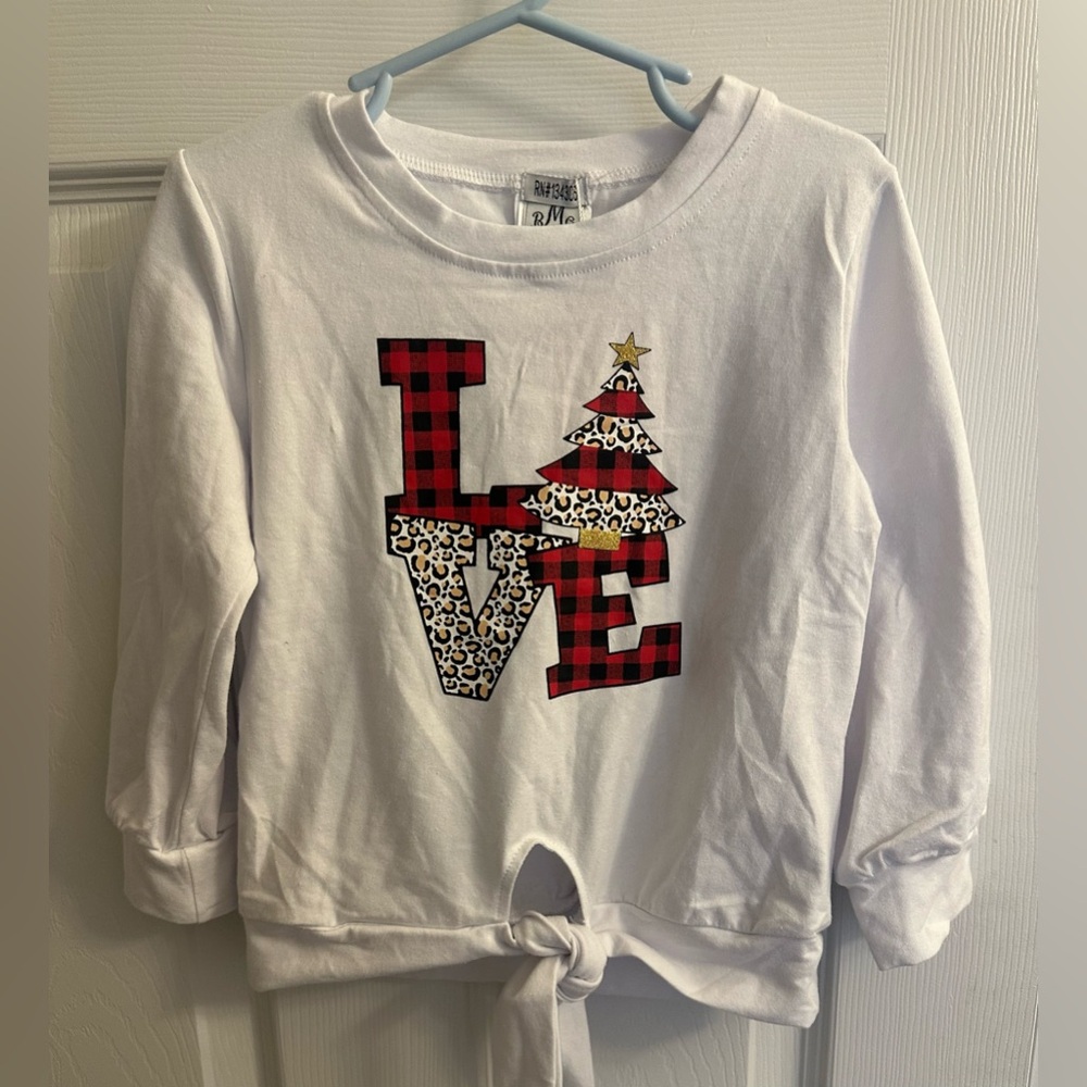 NEW Mia Belle Girls Christmas Holiday Love Cheetah Print Shirt Size M 6x 7/8